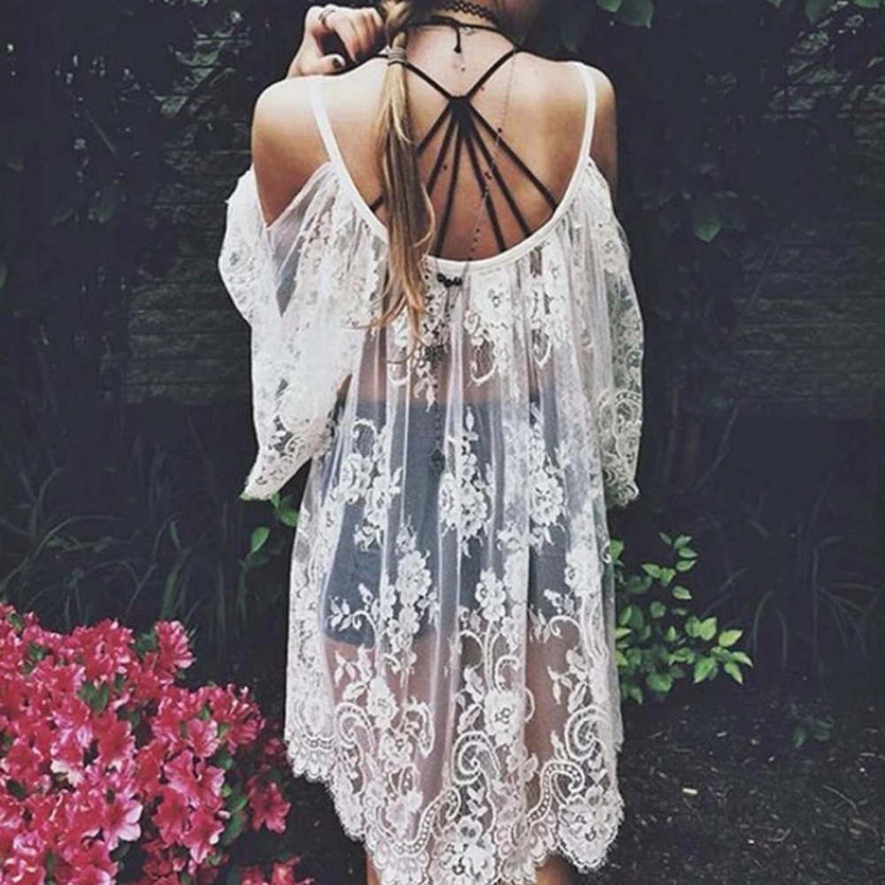 5 ⭐️ fave! White lace sheer dress or coverup - Picture 2 of 8